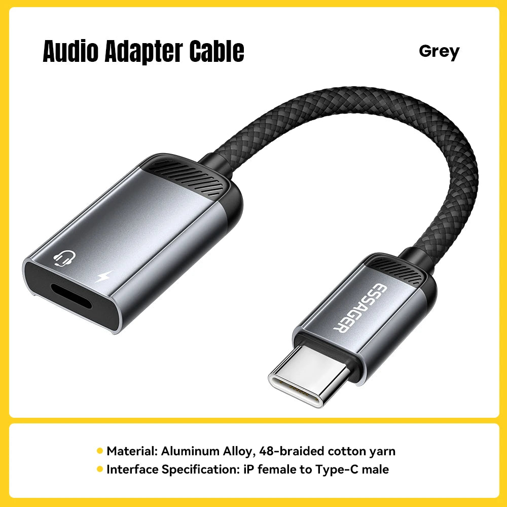 Essager USB-C to Lightning Audio Adapter OTG – iPhone & Android Audio Adapter Cable SPOT Lightning to Type-C