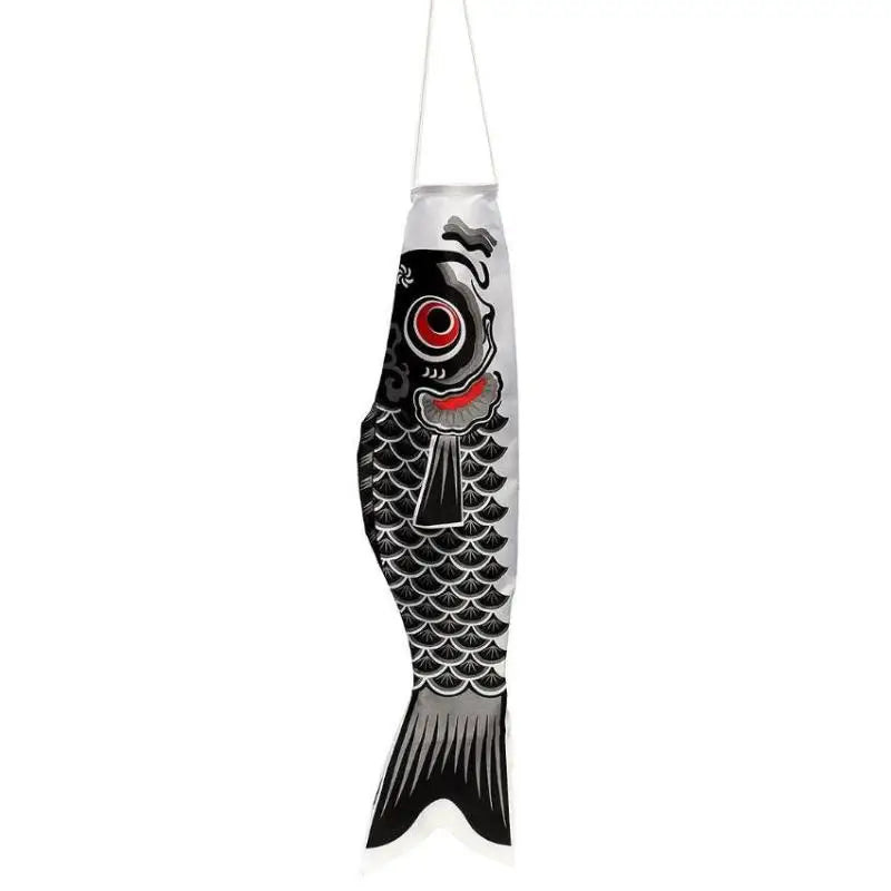 Japanese Koinobori Carp Windsock – Satin Festival Decor Flag Festival Yard Decor SPOT 20cm Black