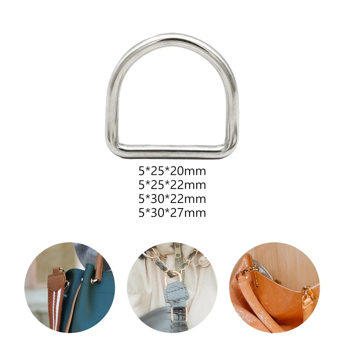 Stainless Steel Horseshoe D-Rings for DIY Bags & Keychains 3-Pack Metal Craft Hardware SPOT