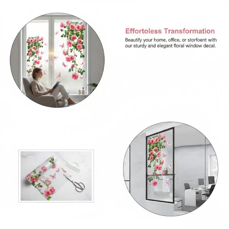 Pink Rose Butterfly Removable Wall & Window Decal Sticker Wall Decal Sticker SPOT Default Title