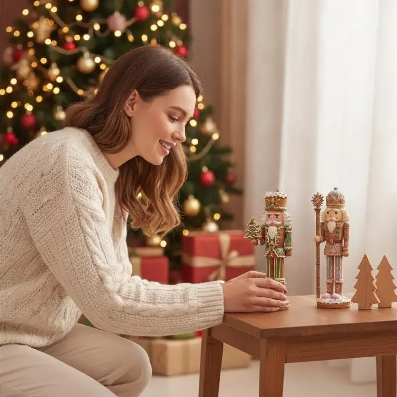 Gingerbread Nutcracker Soldier Wood Figures – Set of 4 or 6 Christmas Figurine Set SPOT