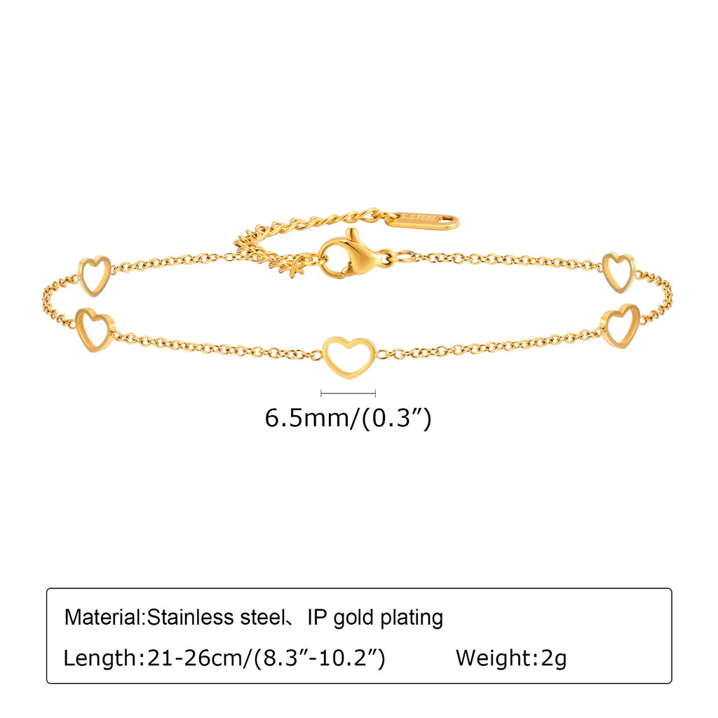 Heart Anklet Bracelet – Adjustable Gold Stainless Steel Anklet Anklet Bracelet SPOT