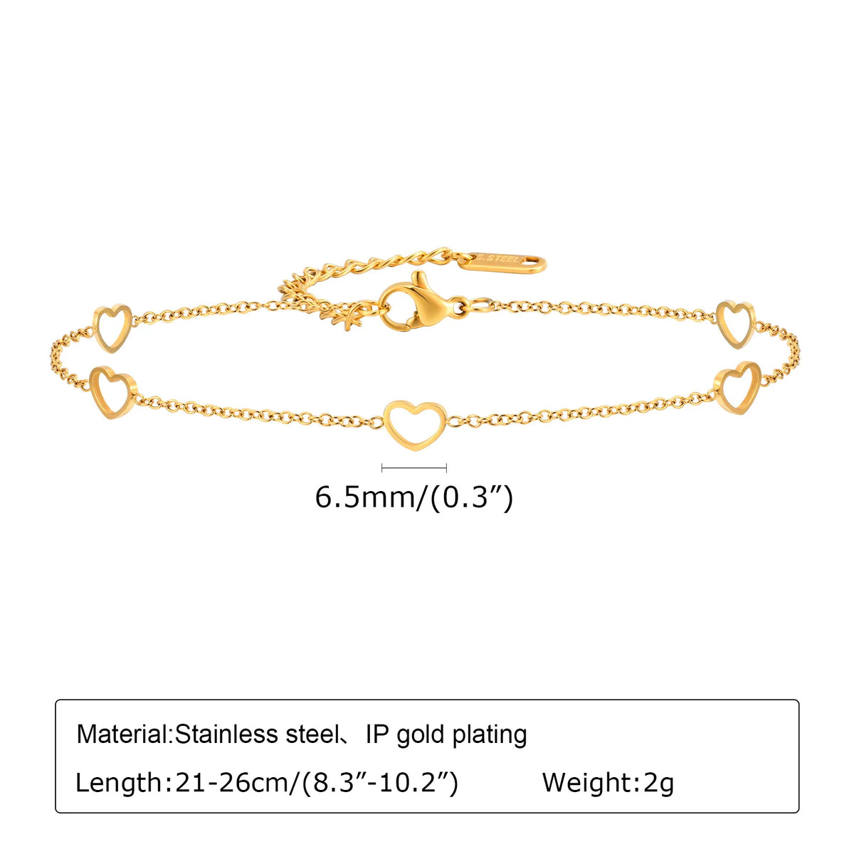 Heart Anklet Bracelet – Adjustable Gold Stainless Steel Anklet Anklet Bracelet SPOT