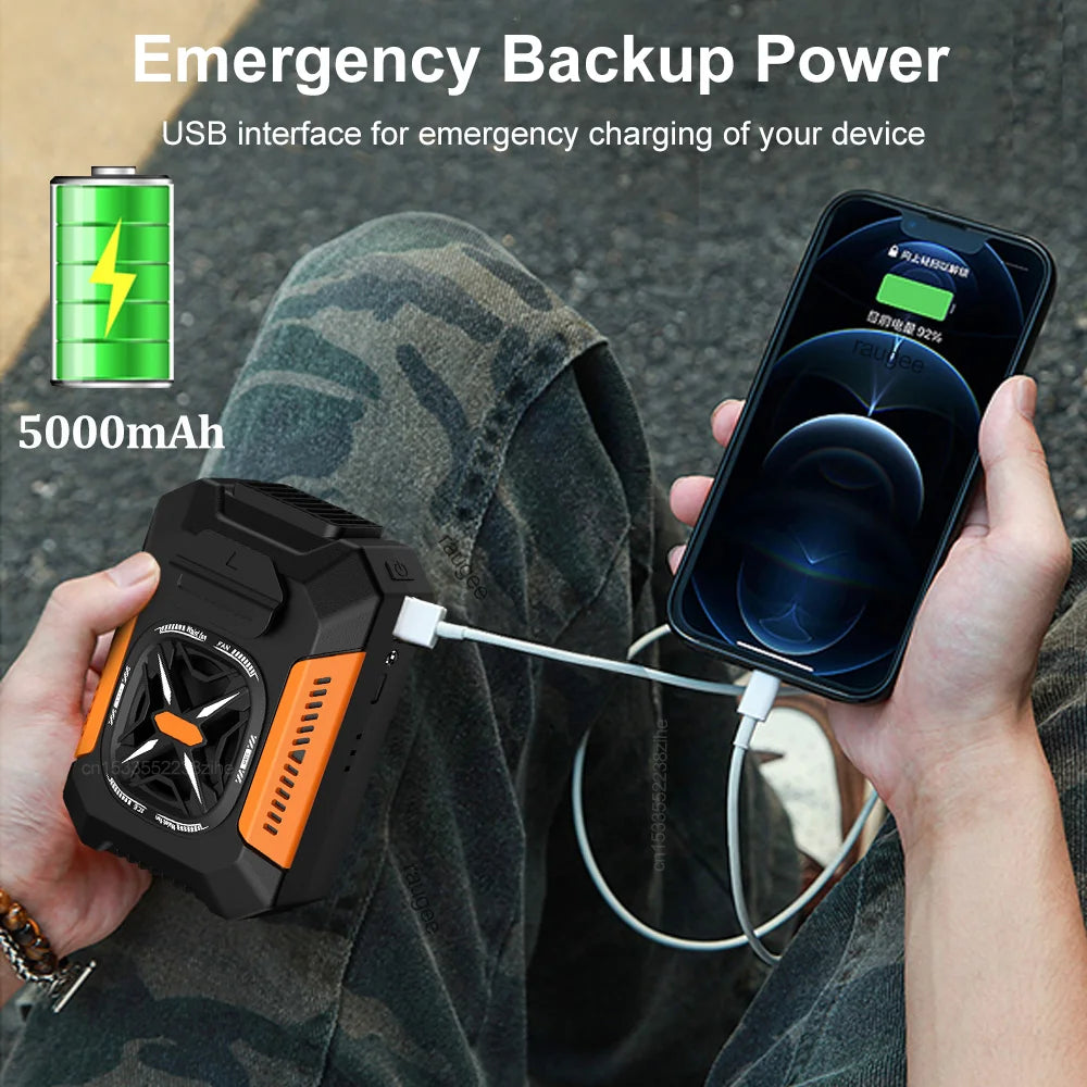 Portable Waist Clip Fan USB Rechargeable – LED Light & Power Bank Portable Clip Fan SPOT
