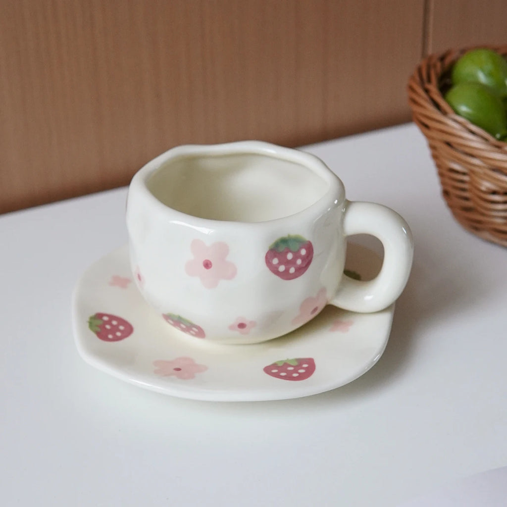 Hand-Painted Floral Ceramic Cup & Saucer Set | Porcelain Ceramic Cup & Saucer SPOT Pink 200-400ml