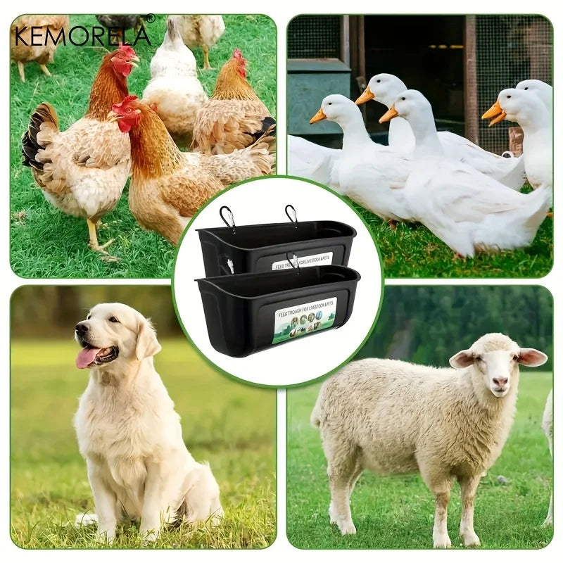 2-Pack Clip-On Fence Feeder for Chickens, Ducks & Goats Hanging Fence Feeder SPOT