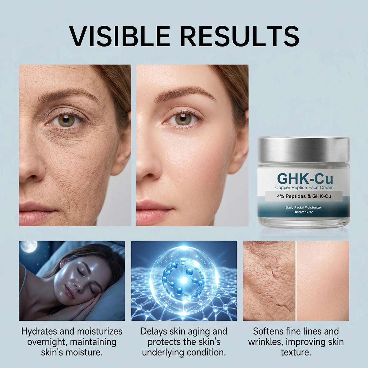 Hoygi Blue Copper Peptide Face Cream – Firming Night Moisturizer Peptide Face Cream SPOT