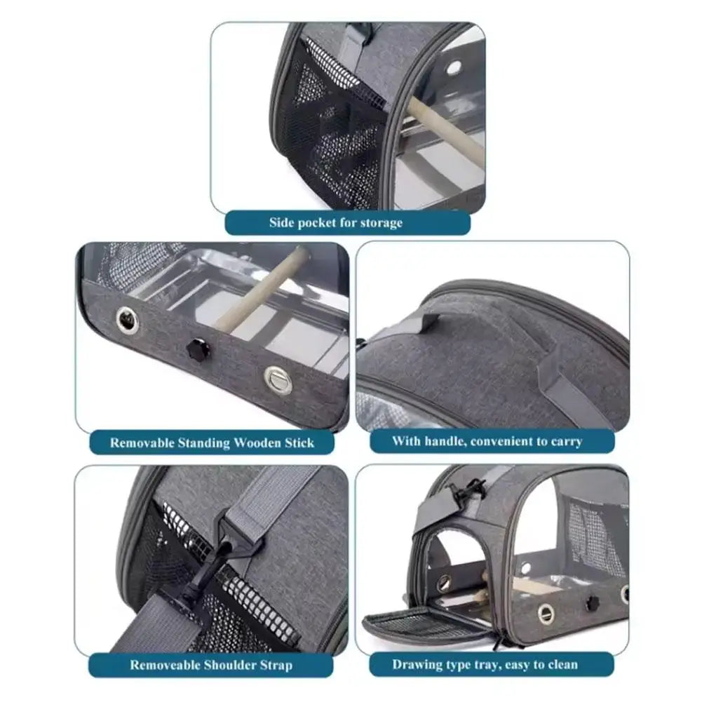 Portable Bird Carrier Backpack with Perch & Mesh Windows Bird Travel Carrier SPOT