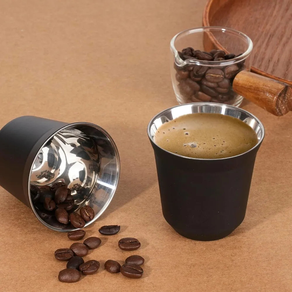 Double Wall Stainless Steel Espresso Mug – Matte Black Insulated Coffee Mug SPOT