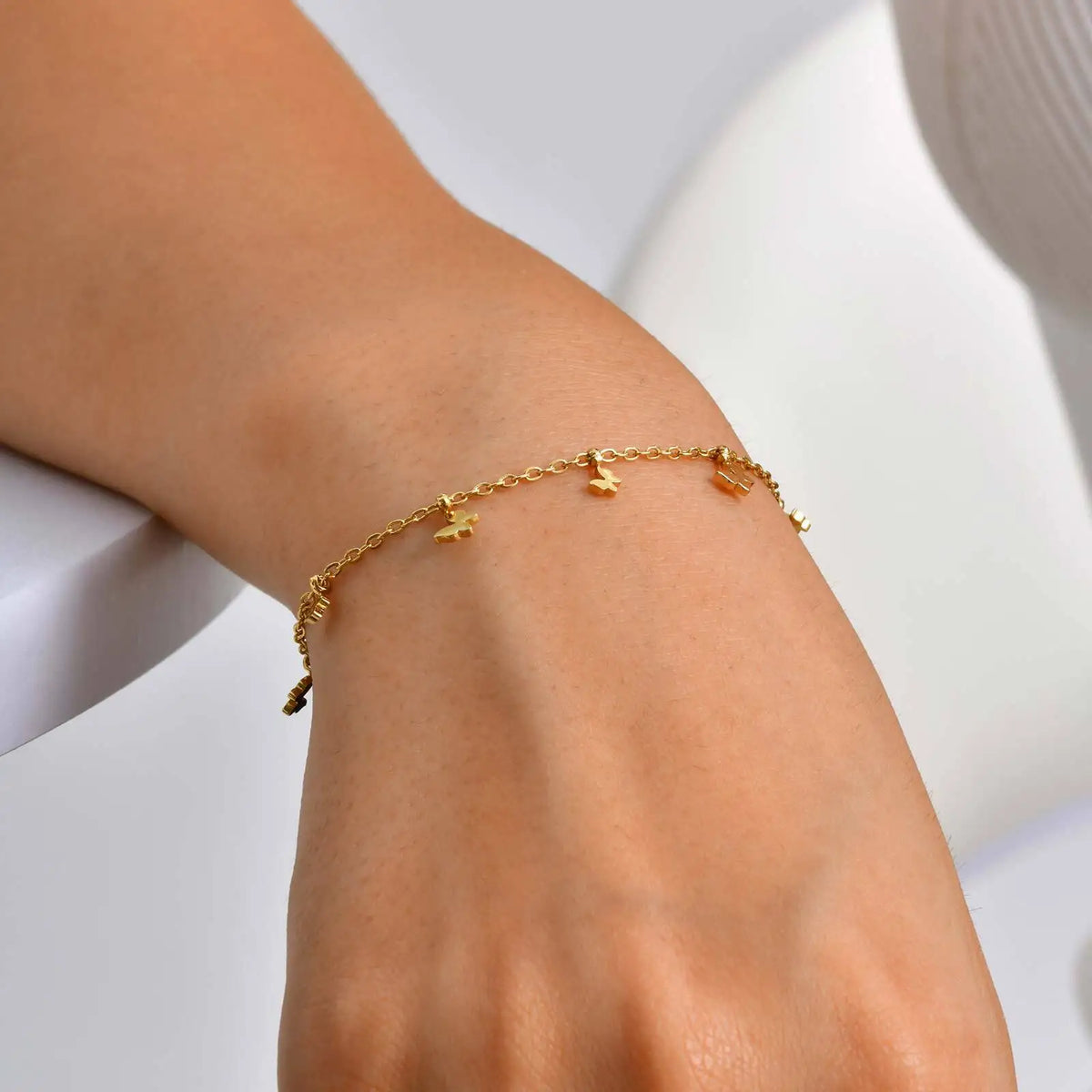 Butterfly Charm Bracelet – 18K Gold Plated Stainless Steel Charm Bracelet SPOT
