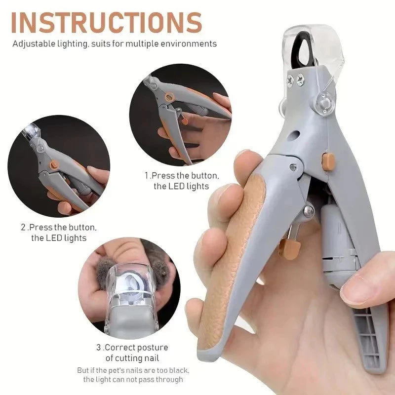 LED Light Pet Nail Clippers for Cats & Dogs – Safe Grooming Pet Nail Clippers SPOT Gray