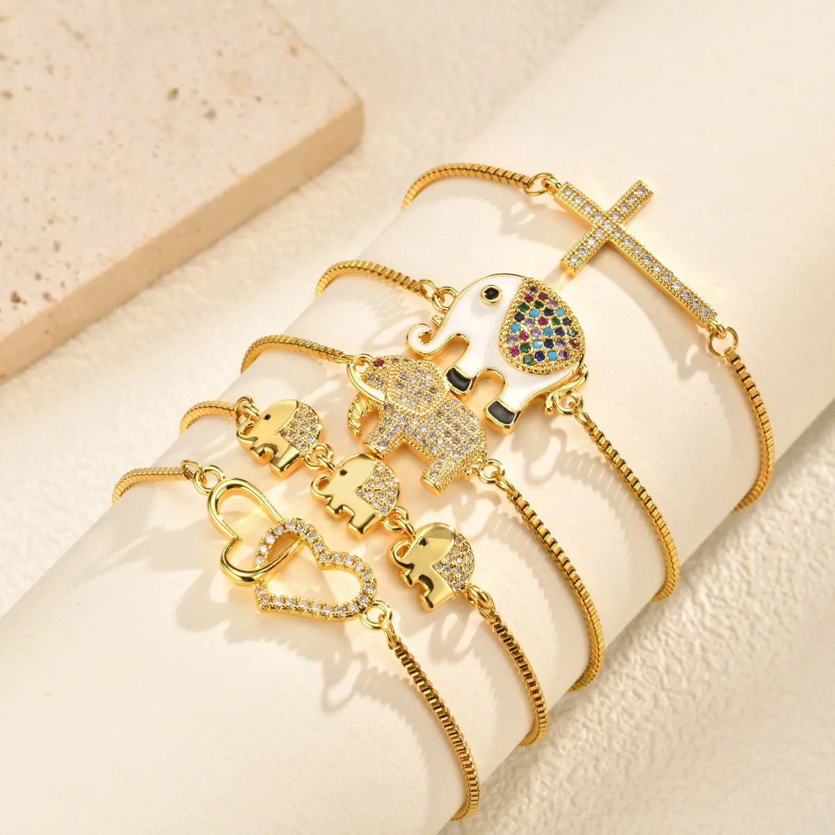 Colorful CZ Charm Bracelet – Adjustable Bangle for Women CZ Charm Bracelet SPOT