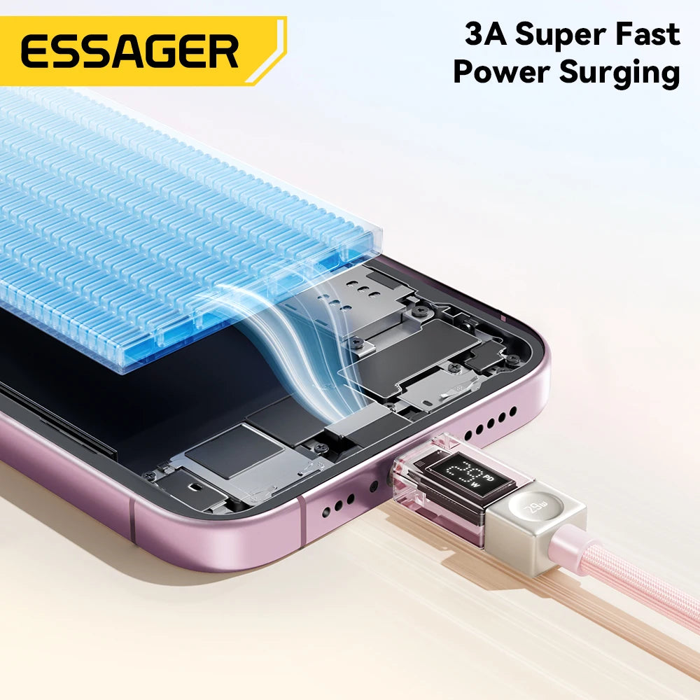 Essager USB-C to Lightning Cable – 29W PD Fast Charge & Display USB Charging Cable SPOT