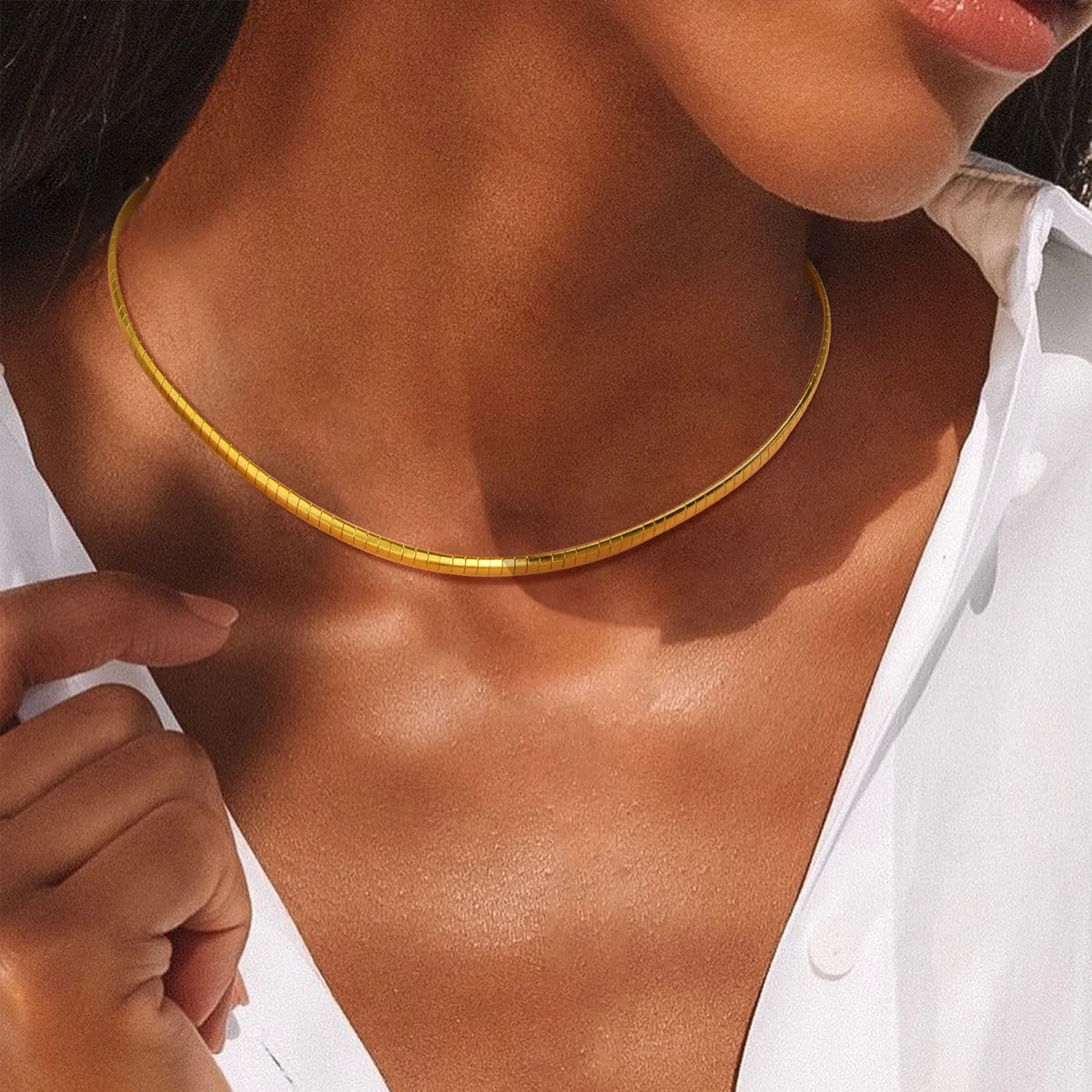Meaeguet Gold Torque Choker Necklace – Stainless Steel Cuff Choker Necklace SPOT Default Title