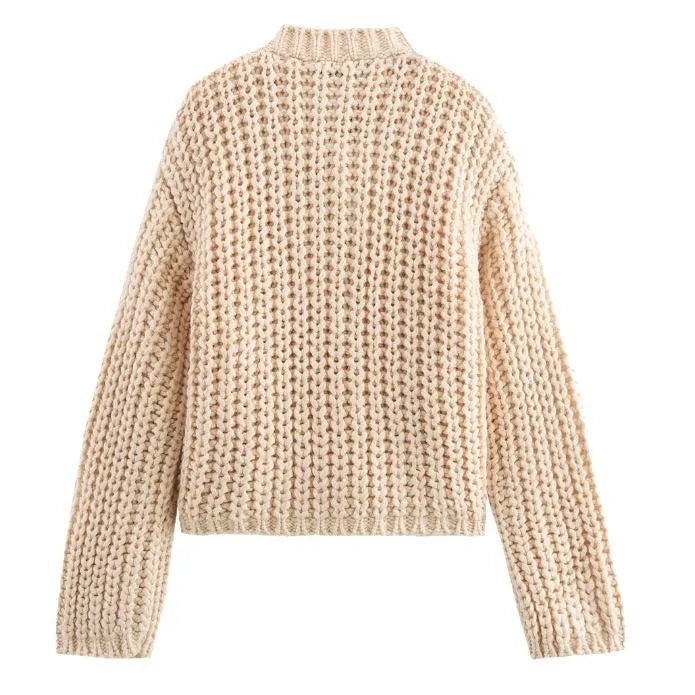 Women's Loose Knit Cardigan – Long Sleeve Button Sweater Coat Knit Cardigan Sweater SPOT