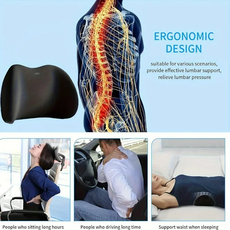 Ergonomic Memory Foam Lumbar Pillow – Back Support Cushion Lumbar Support Pillow SPOT