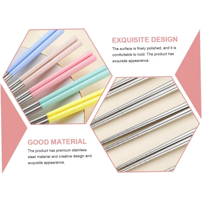 4-Pair Korean Stainless Steel Chopsticks – Anti-Slip Set Chopstick Set SPOT