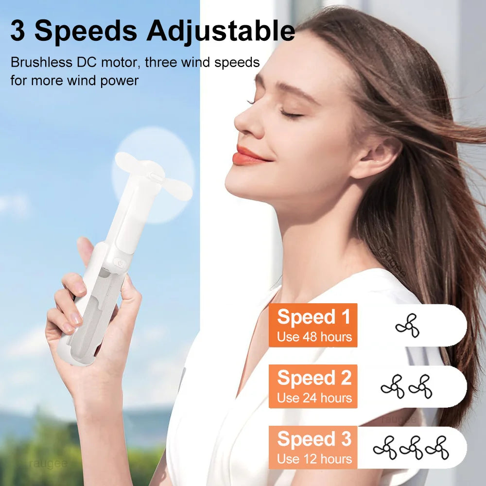 Foldable Handheld Fan USB Rechargeable 3-Speed LED 2000mAh Handheld Portable Fan SPOT