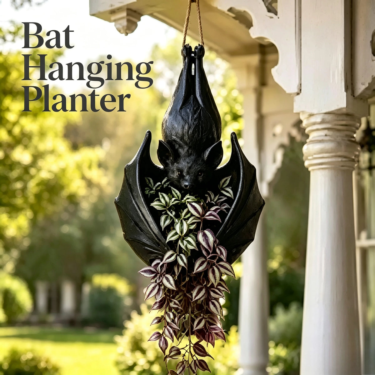 Gothic Bat Hanging Planter – Black Bat Wing Succulent Pot Hanging Planter SPOT