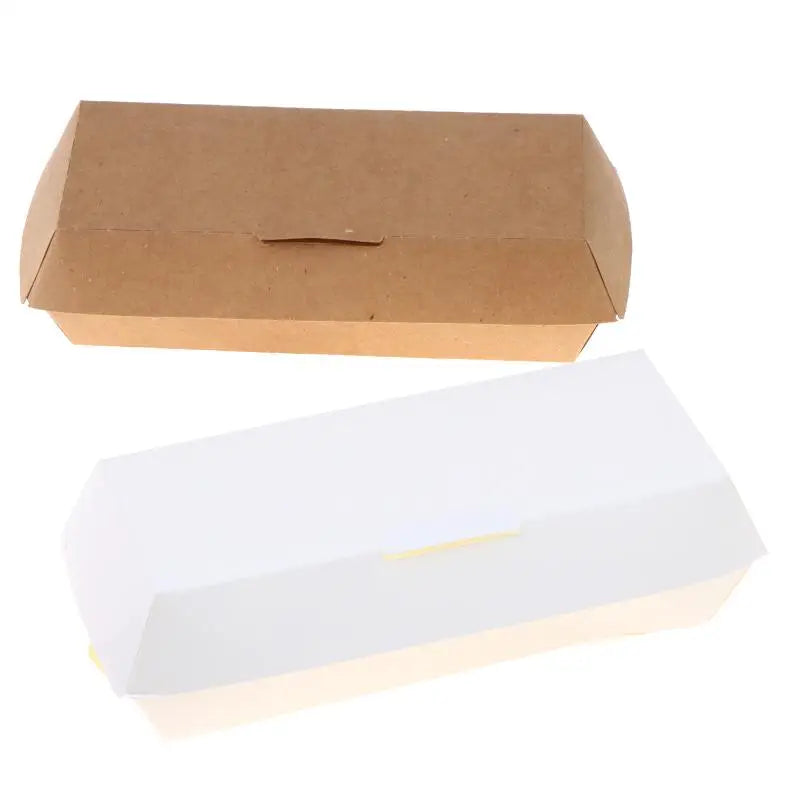 10-Pack Kraft Paper Hot Dog Boxes – Oil-Resistant, Eco-Friendly Disposable Food Boxes SPOT