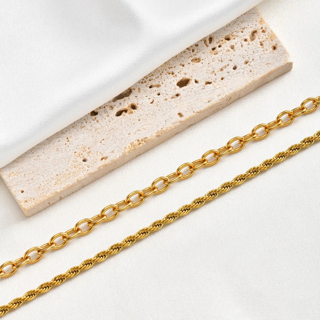 18K Gold PVD Rope Chain Necklace – Waterproof Stainless Steel Chain Necklace SPOT