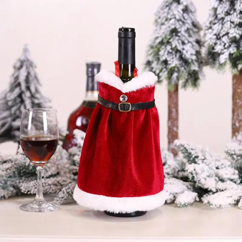 Christmas Velvet Wine Bottle Cover – Santa Festive Decor Holiday Bottle Cover SPOT A2