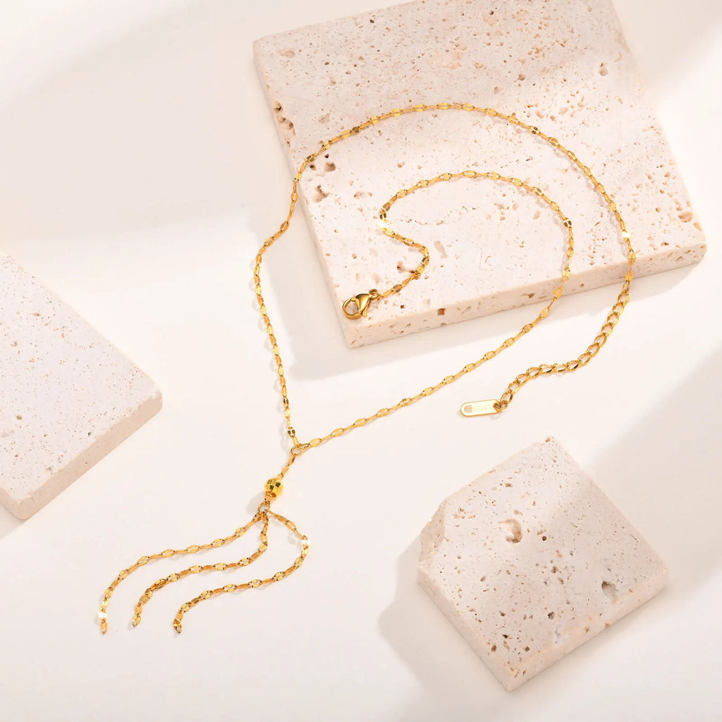 Sparkly Lariat Y Necklace – Gold Tassel Pendant for Women Pendant Necklace SPOT