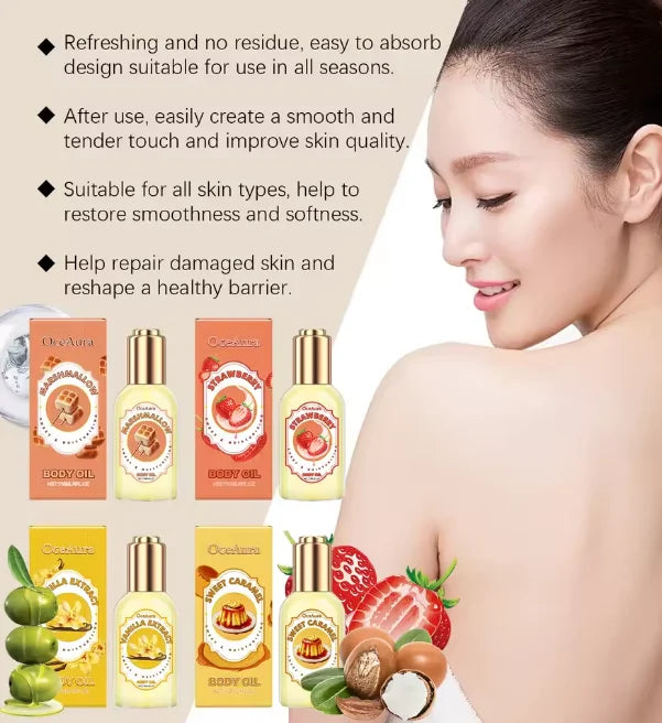 OceAura Strawberry Body Oil – Moisturizing & Nourishing 118ml Body Oil SPOT