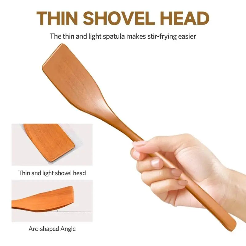 Natural Solid Wood Spatula – Non-Scratch Kitchen Turner Wooden Kitchen Spatula SPOT