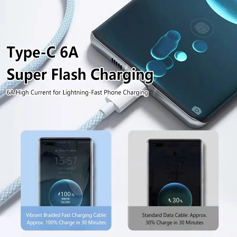 100W Braided USB-C Fast Charging Cable – PD Compatible USB-C Charging Cable SPOT