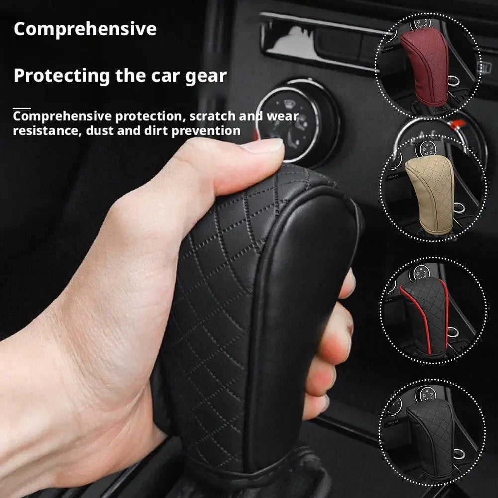 PU Leather Gear Shift Knob Cover – Universal Non-Slip Car Decor Gear Shift Cover SPOT