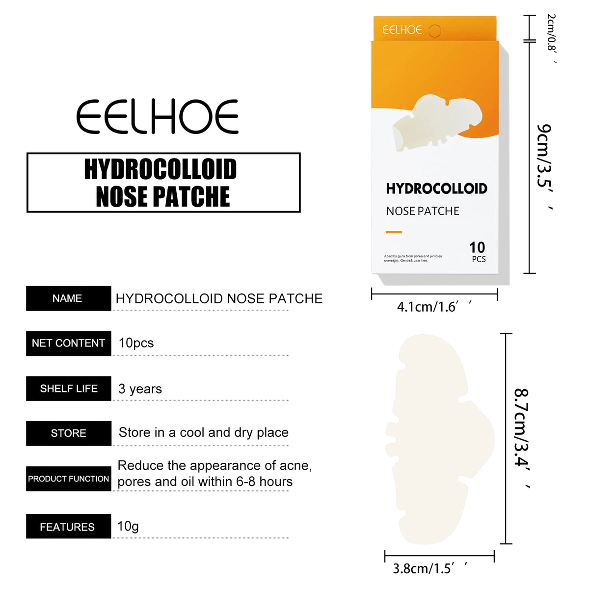 Eelhoe Pore-Cleansing Nose Strips – Blackhead Remover Set Pore Cleansing Strips SPOT Hydrocolloid