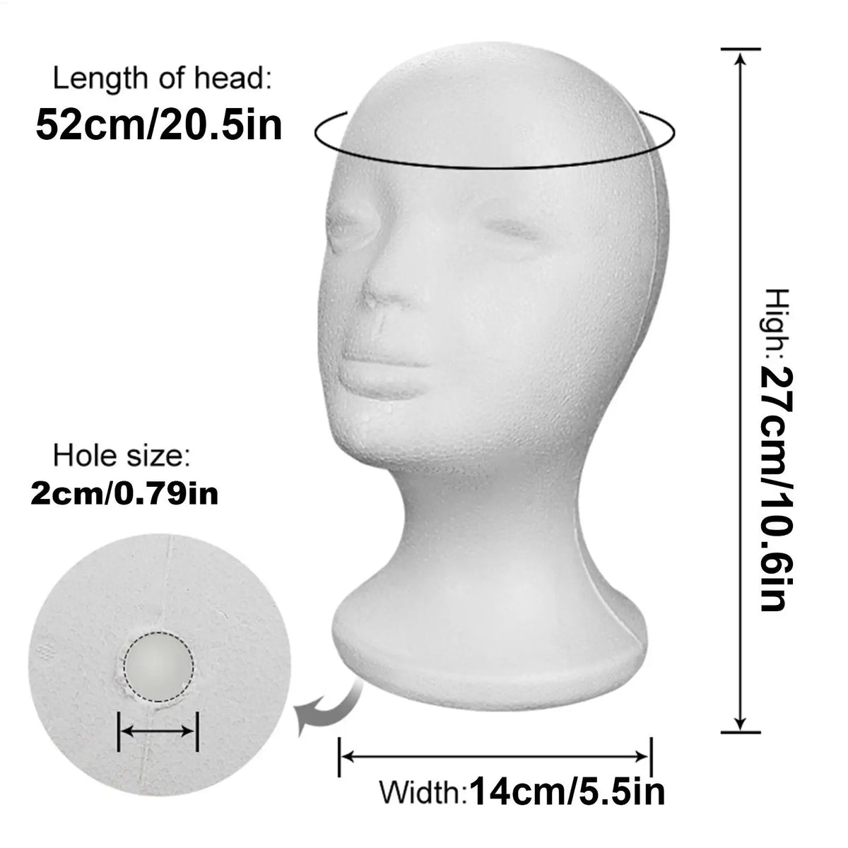 Foam Mannequin Head – Wig, Hat & Glasses Display Model Foam Mannequin Head SPOT