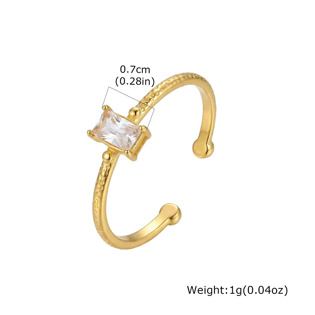Meaeguet Square CZ Adjustable Ring | 18K Gold Stainless Steel Fashion Ring SPOT RC-1025G