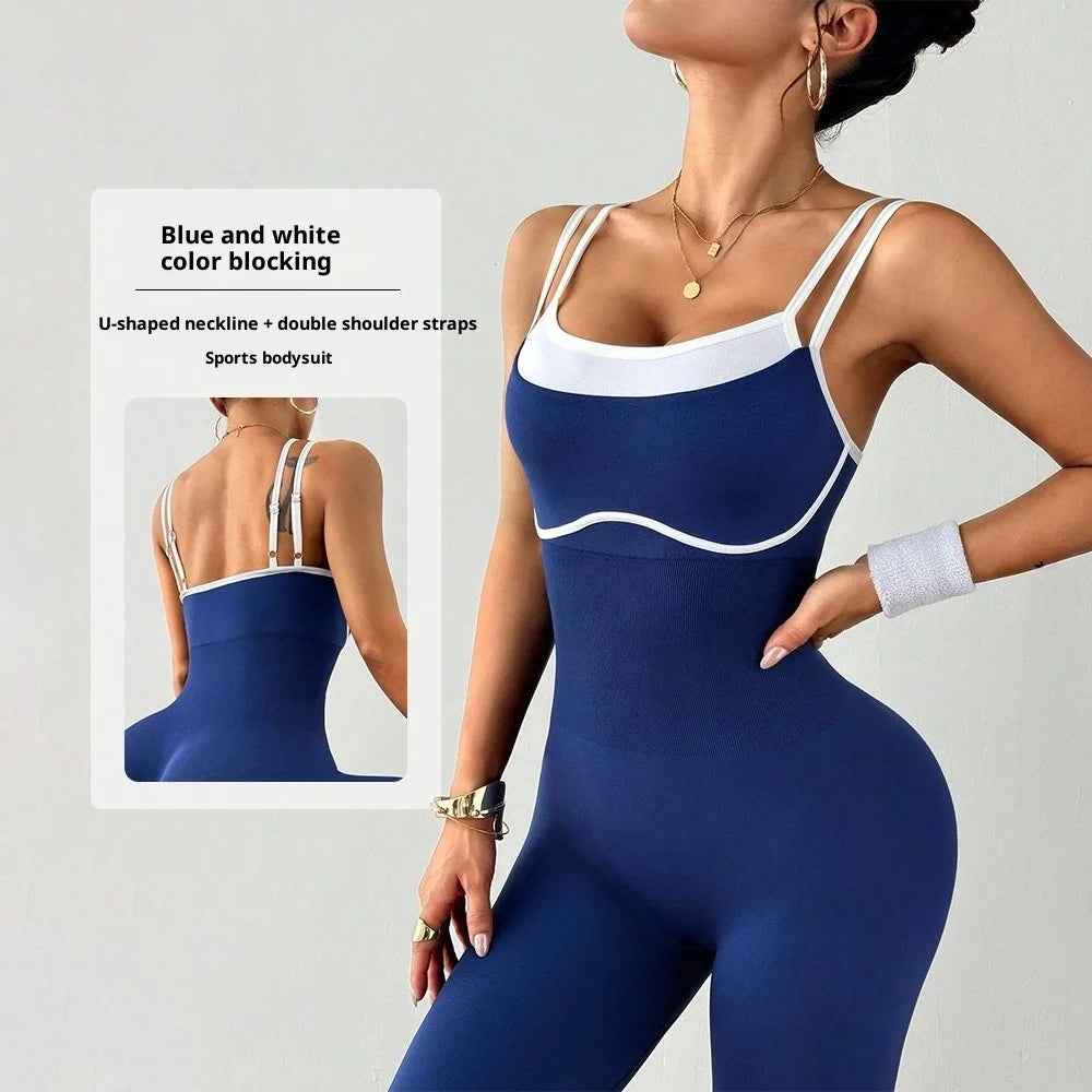 Women's One-Piece Yoga Jumpsuit with Pads – Slim Fit Yoga Jumpsuit SPOT
