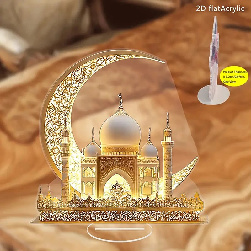 Acrylic Crescent Castle Decor – Ramadan & Eid Ornament Festive Desk Ornament SPOT
