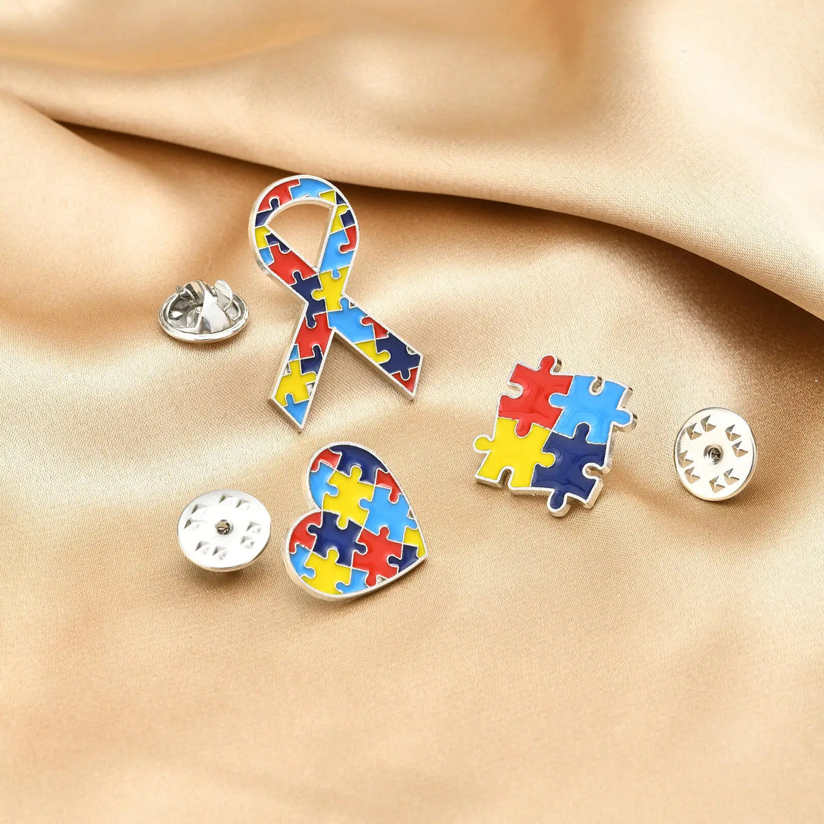 Colorful Jigsaw Puzzle Heart Enamel Brooch Pin | Awareness Gift Enamel Brooch Pin SPOT