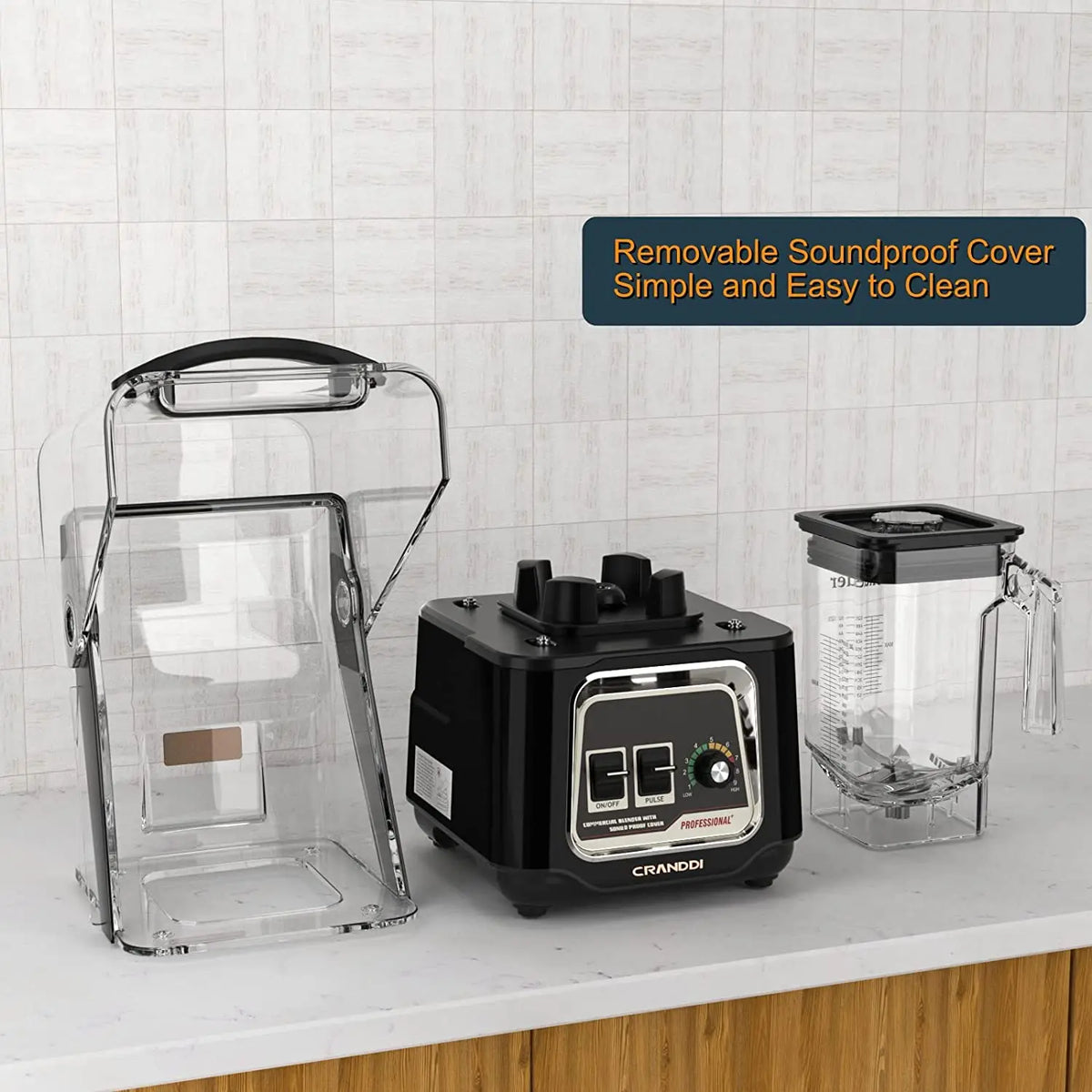 CRANDDI Commercial Blender 2200W Sound Cover | BPA-Free 1.5L Commercial Blender SPOT