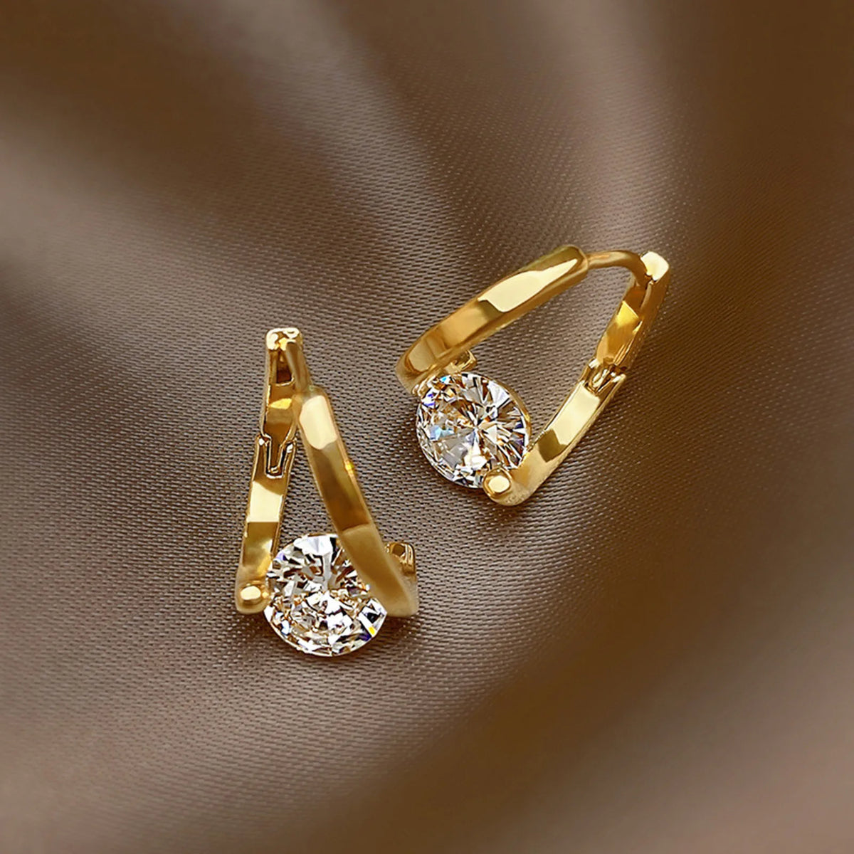Cubic Zirconia Hoop Earrings – 14K Gold Plated Hypoallergenic Hoop Earrings SPOT