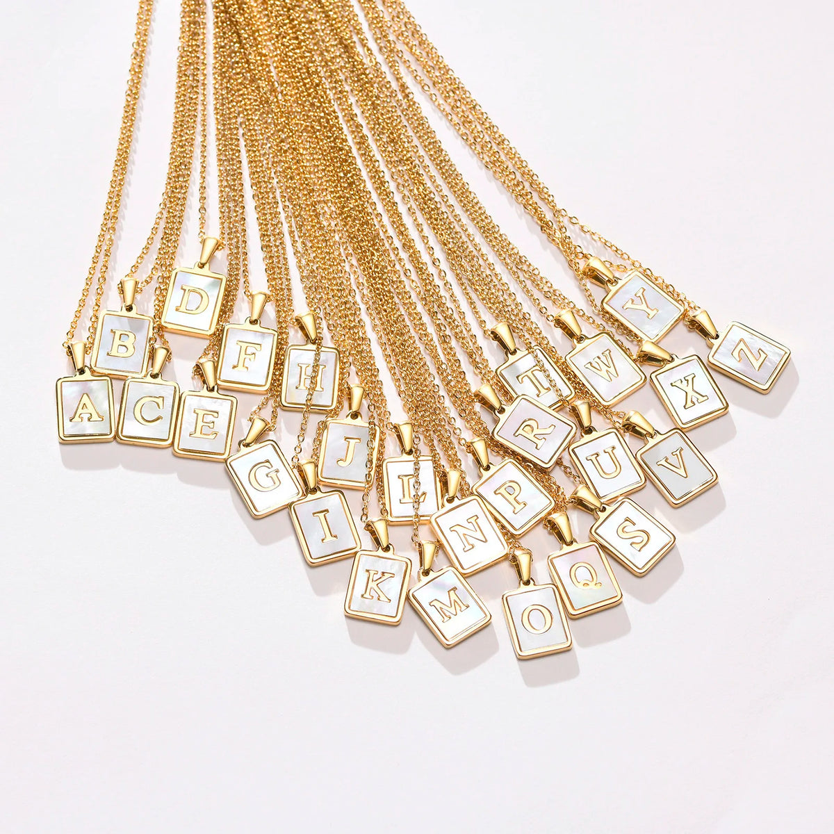 Mother of Pearl Initial Necklace A–Z | Gold Letter Pendant Initial Pendant Necklace SPOT