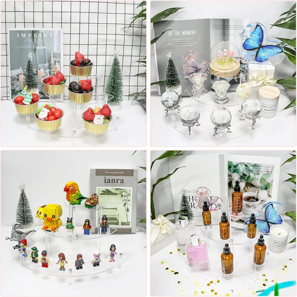 3-Tier Half Moon Clear Acrylic Display Risers – Stand Set Acrylic Display Riser SPOT
