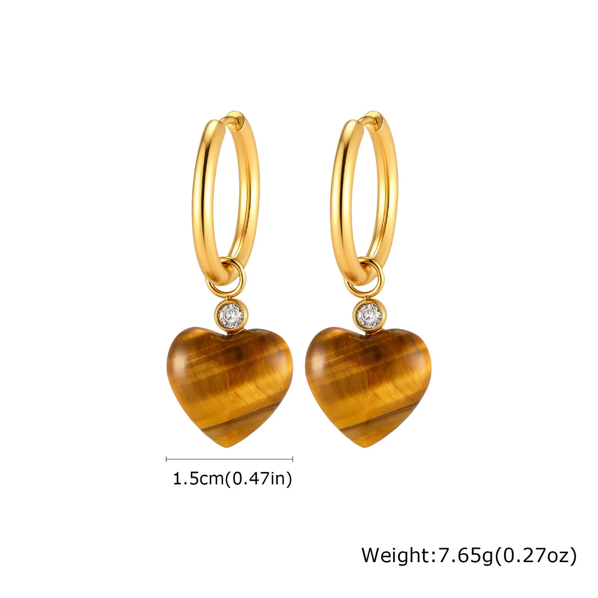 Tiger Eye Stud Earrings – 18K Gold Plated Stainless Steel Stud Earrings SPOT ED-1020G