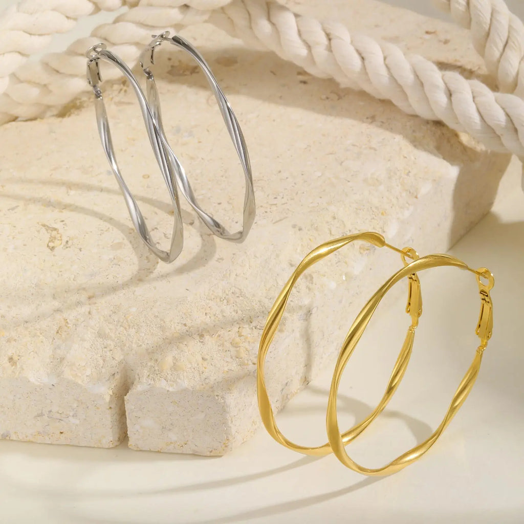 Twist Mobius Huggie Hoop Earrings – Stainless Steel, Nickel-Free Hoop Huggie Earrings SPOT