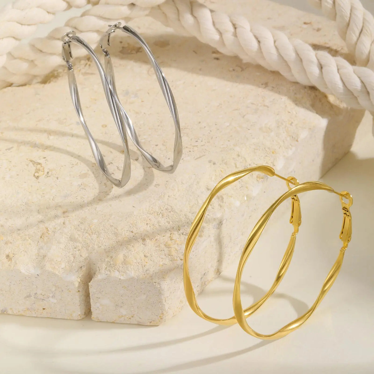 Twist Mobius Huggie Hoop Earrings – Stainless Steel, Nickel-Free Hoop Huggie Earrings SPOT