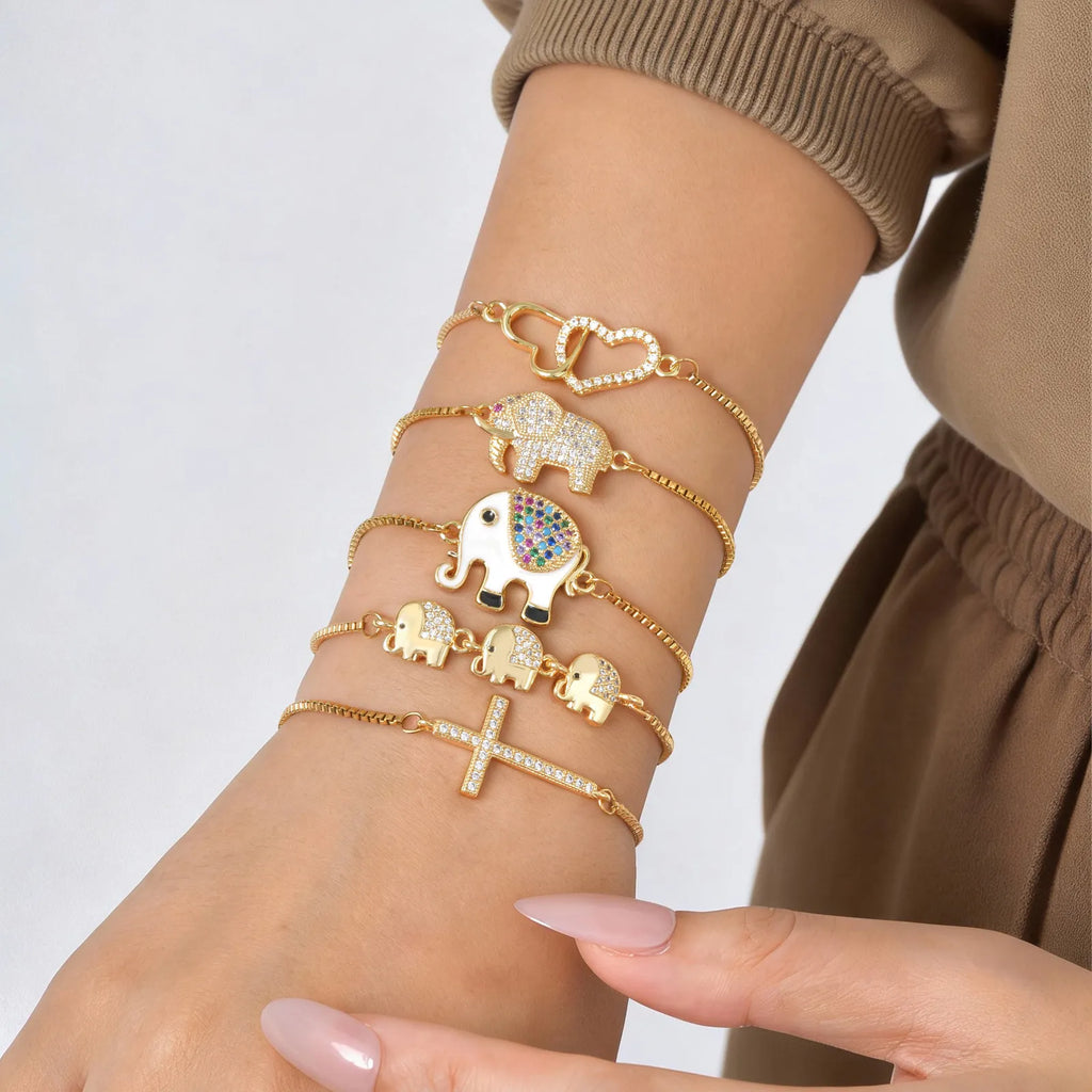 Colorful CZ Charm Bracelet – Adjustable Bangle for Women CZ Charm Bracelet SPOT