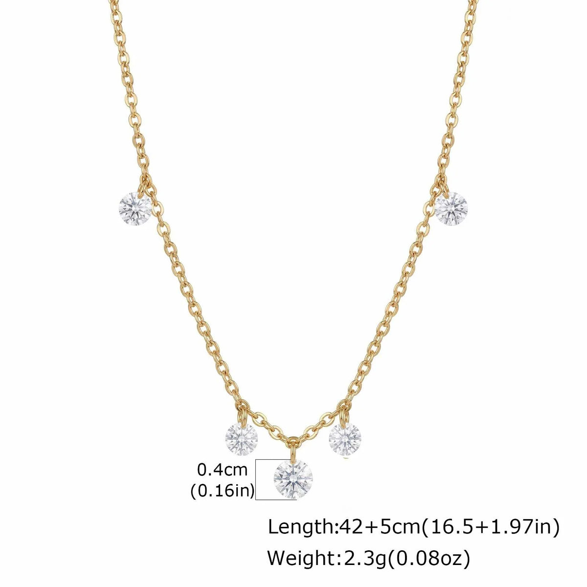 Cubic Zirconia Solitaire Pendant Necklace – 18K Gold Plated Pendant Necklace SPOT