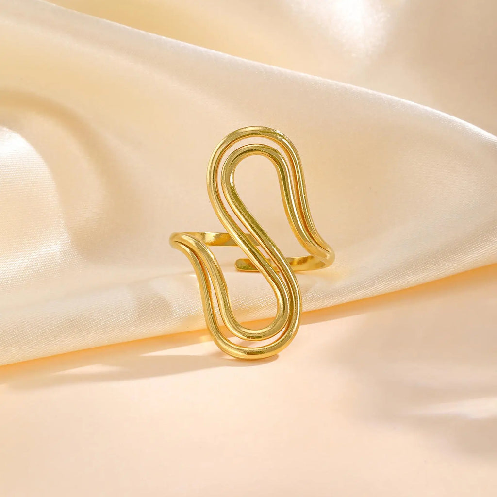 Women's 18K Gold Plated Adjustable Open Ring – Stainless Steel Fashion Ring SPOT