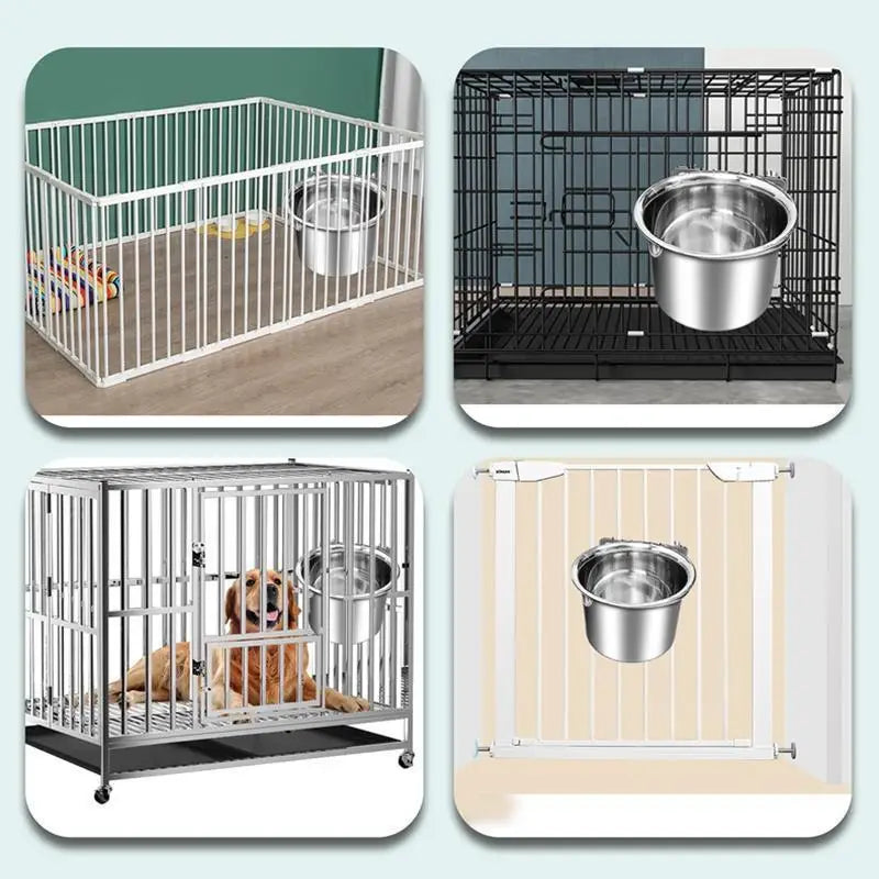 Stainless Steel Hanging Pet Bowl – Cage Mount Dog & Cat Feeder Hanging Pet Bowl SPOT