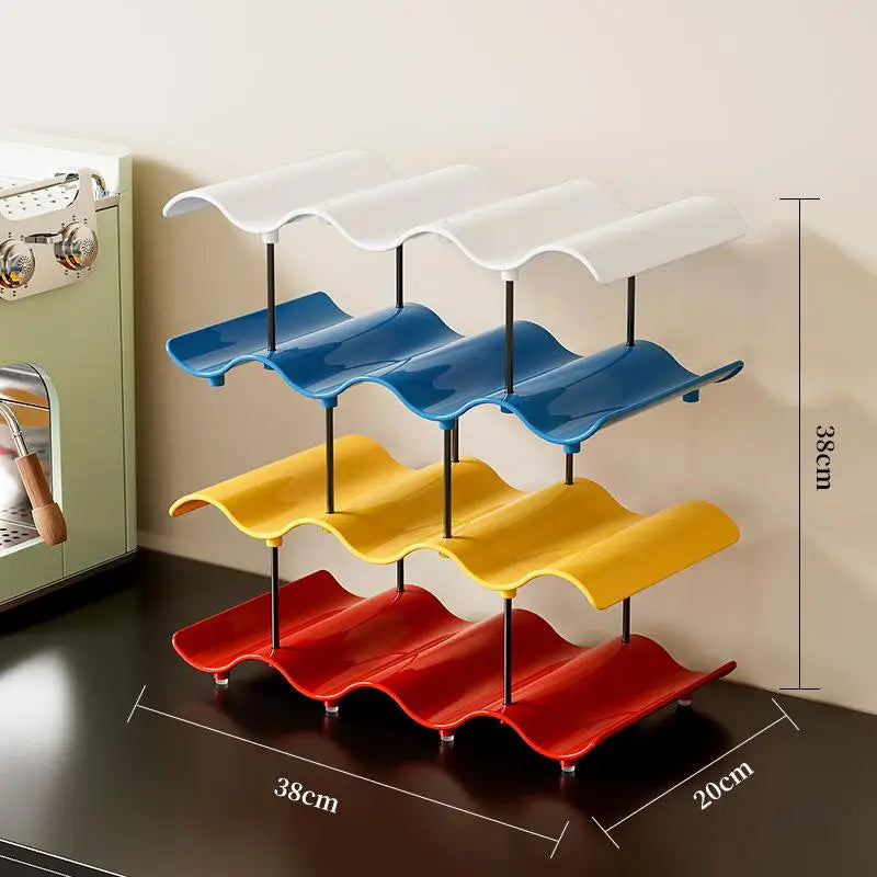 Stackable Wave Cup Drying Rack – Colorful Mug Organizer Cup Drying Rack SPOT A5