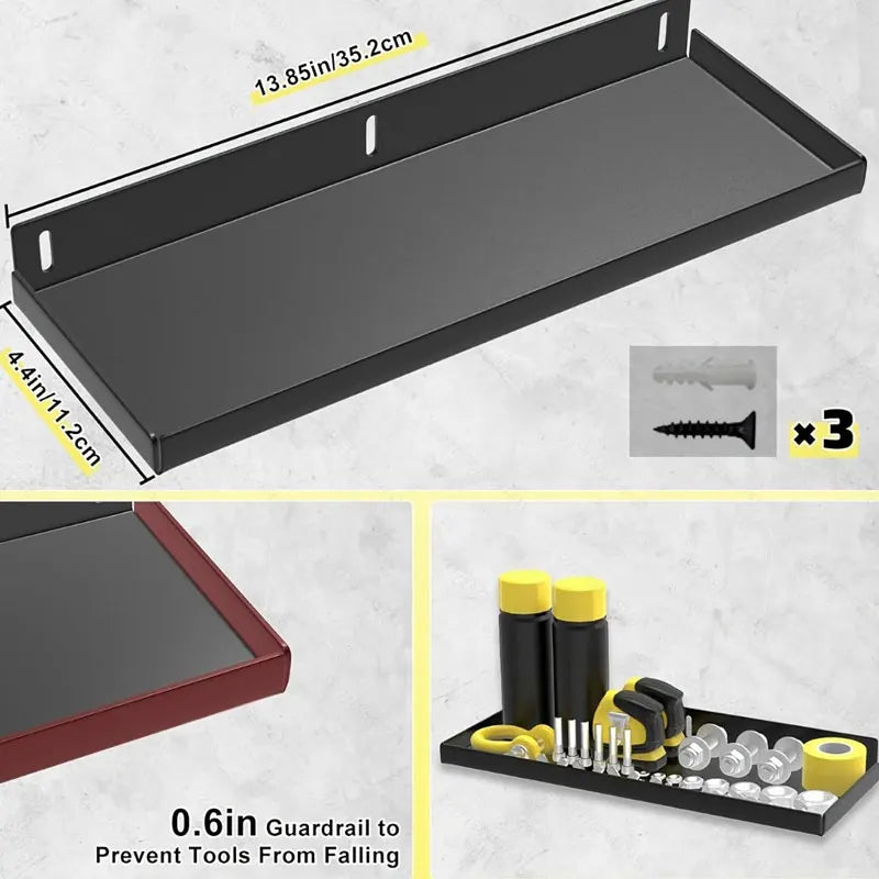 Wall-Mounted Heavy Duty Steel Tool Rack – Garage Organizer Wall Tool Rack SPOT Storage Tray